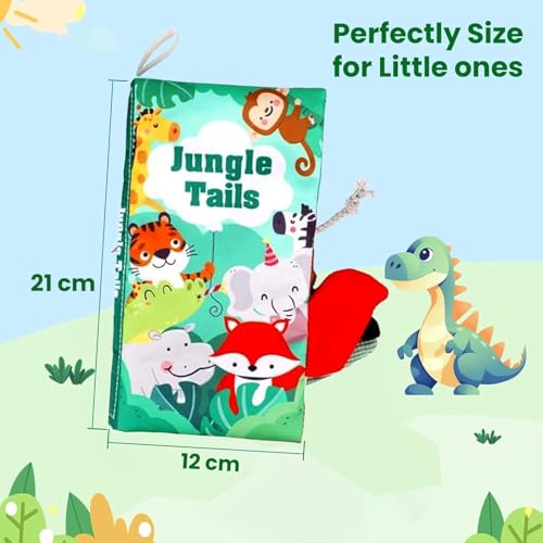 VIVATRA Learning Tails Book, Children's Tail Cloth Book Set, Tear Resistant Books with Rustling Sound, Early Educational Toy for 0-3 Years, Boys & Girls, Ideal for Baby Showers | Jungle Tails - Image 2