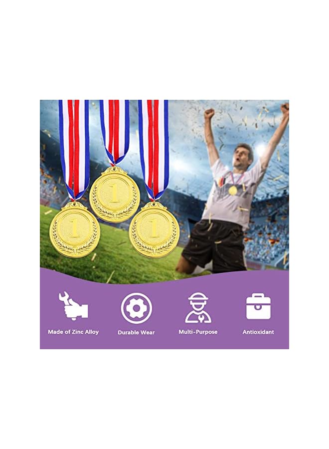 promass Gold Winners Medals, 6 Pack Olympic Gold Medals, Metal Gold Award Medals with Ribbon for Children Metal Sports Day Medals Lockdown Medals Children School Sport - Image 3