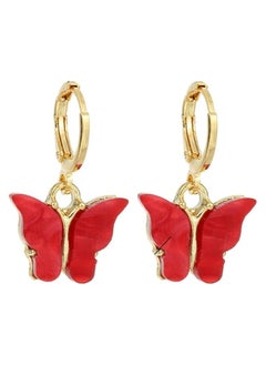 Julia Store Boho Butterfly Drop Dangle Earrings Red Butterfly Huggie Hoop Earrings Tiny Butterfly Earrings Gold Drop Earrings Jewelry for Women and Girls By Julia Store  - Image 1