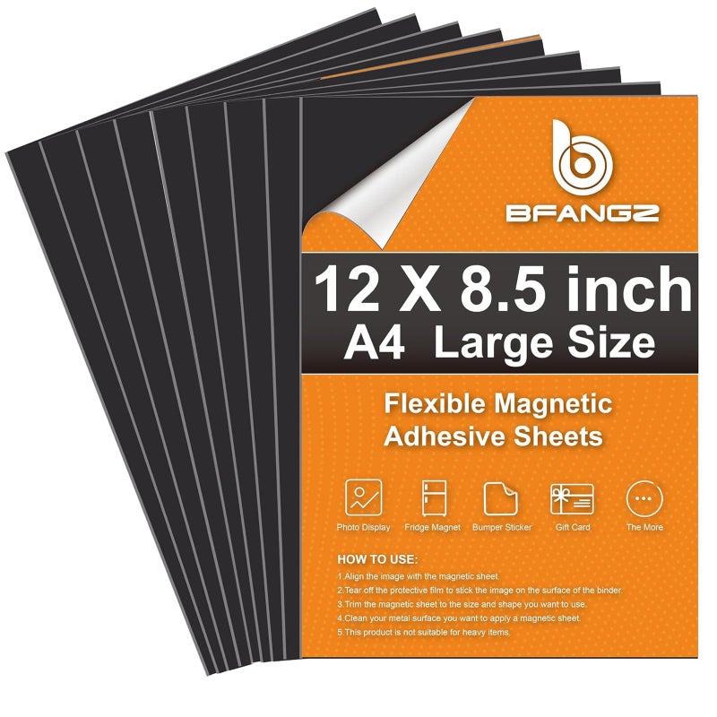 10Pcs Large Magnetic Sheets with Adhesive Backing Flexible Strong Magnet Paper for Crafts Photos and Die Storage Easy to Cut 10Pcs A4 Size 1285inch