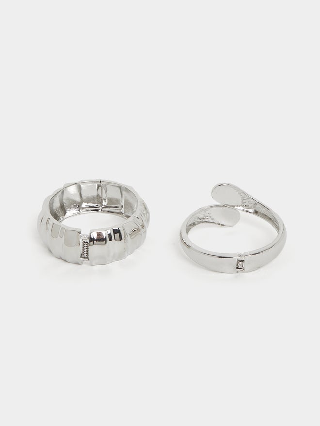 Styli Styli Set of 2 - Silver Plated Bangle and Cuff Bracelet  - Image 3