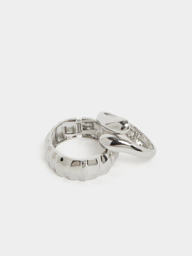 Styli Styli Set of 2 - Silver Plated Bangle and Cuff Bracelet  - Image 4