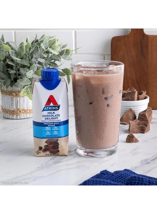 Atkins Milk Chocolate Delight Protein Shake, 15g Protein, Low Glycemic, 2g Net Carb, 1g Sugar, Keto Friendly, 12 Count - Image 4