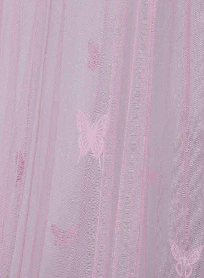 OctoRose Butterfly Pink Glow in The Dark Bed Canopy Hanging Curtain Drapes Netting Fits Crib to Calking. 23" Diameter on top, 98" Hight, 472" Bottom Circumference - Image 3