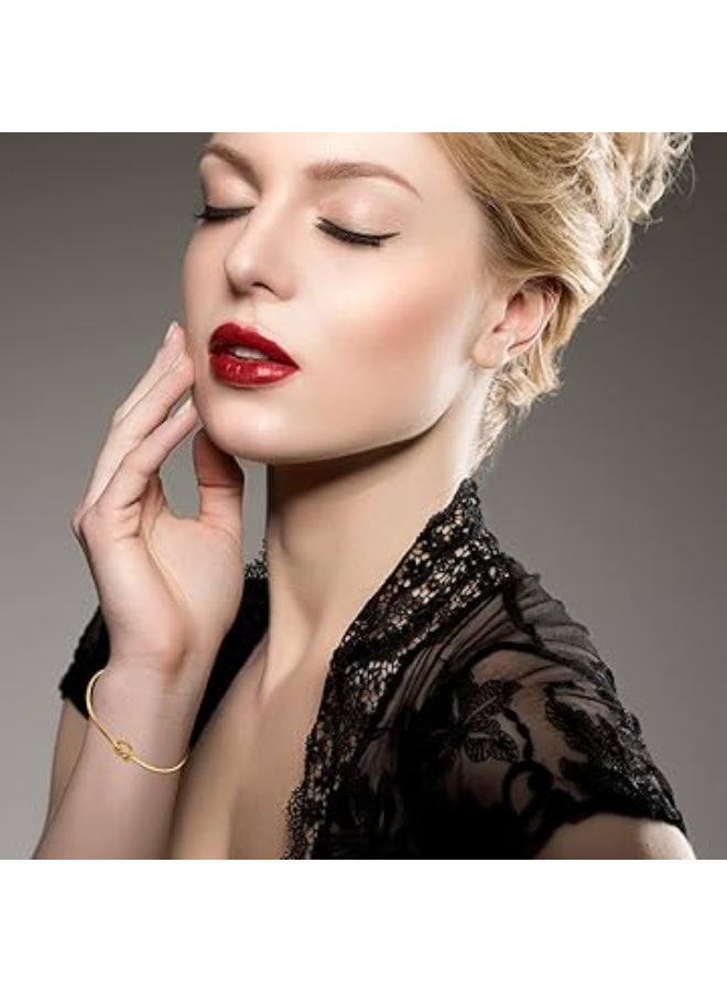 Goolsky Knot Decor Cuff Bangle, Geometric Twist Design Cuff Open Bracelet - Image 5