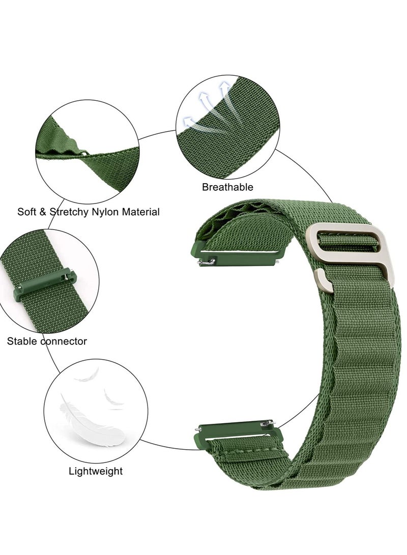 Alpine Loop 22mm Compatible With Oraimo Tempo W 2 OSW20- Smart WatchSport, Durable Sport Nylon Strap With Titanium G Hook  Olive Green - Image 1