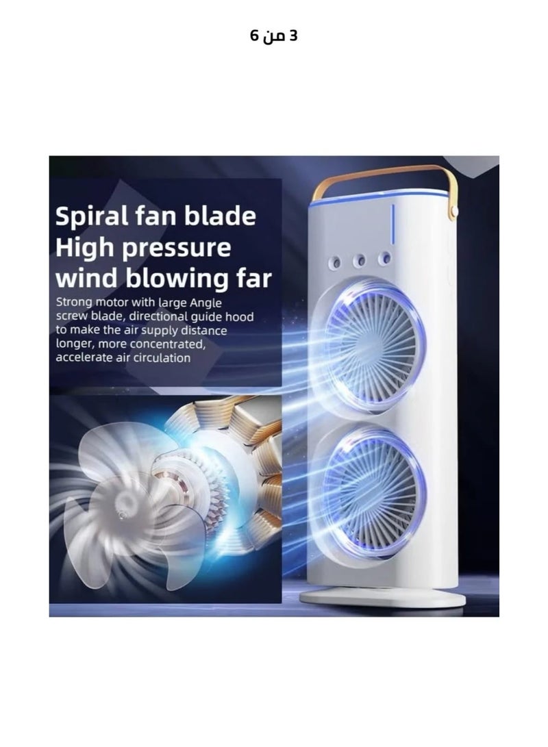 lynx Dual-ended portable mist fan with remote control - tower mist fan with 90-degree rotation, - small desktop air distributor, 280ml water tank, 3 air speeds and 3 cooling mist modes, 90-degree left and right rotation, portable air conditioner with 7 LED lights for rooms, homes, and offices - Image 1