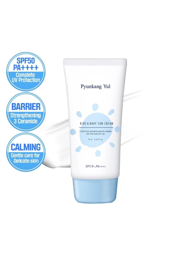 Pyunkang Yul Kids & Baby Moisturizing Sunscreen SPF50+ PA++++ 75ml, Daily Sun Protection for Kids and Babies, Moisturizing Sunscreen for Face & Body, Family Sun Care