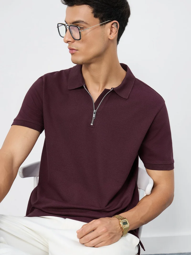 The Souled Store  The Souled Store Popcorn: Men and Boys Short Sleeves Polo Collar Textured Knit Cotton Regular Fit Lightweight Breathable All-Season Polo T-Shirt for Casual and Business Wear  | Best Price UAE