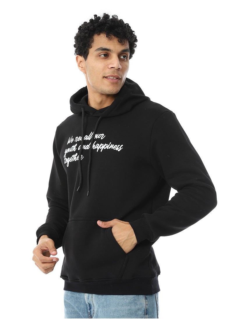 Andora - Kangaroo Pockets Fleeced Hoodie_Shadow Black - Image 1
