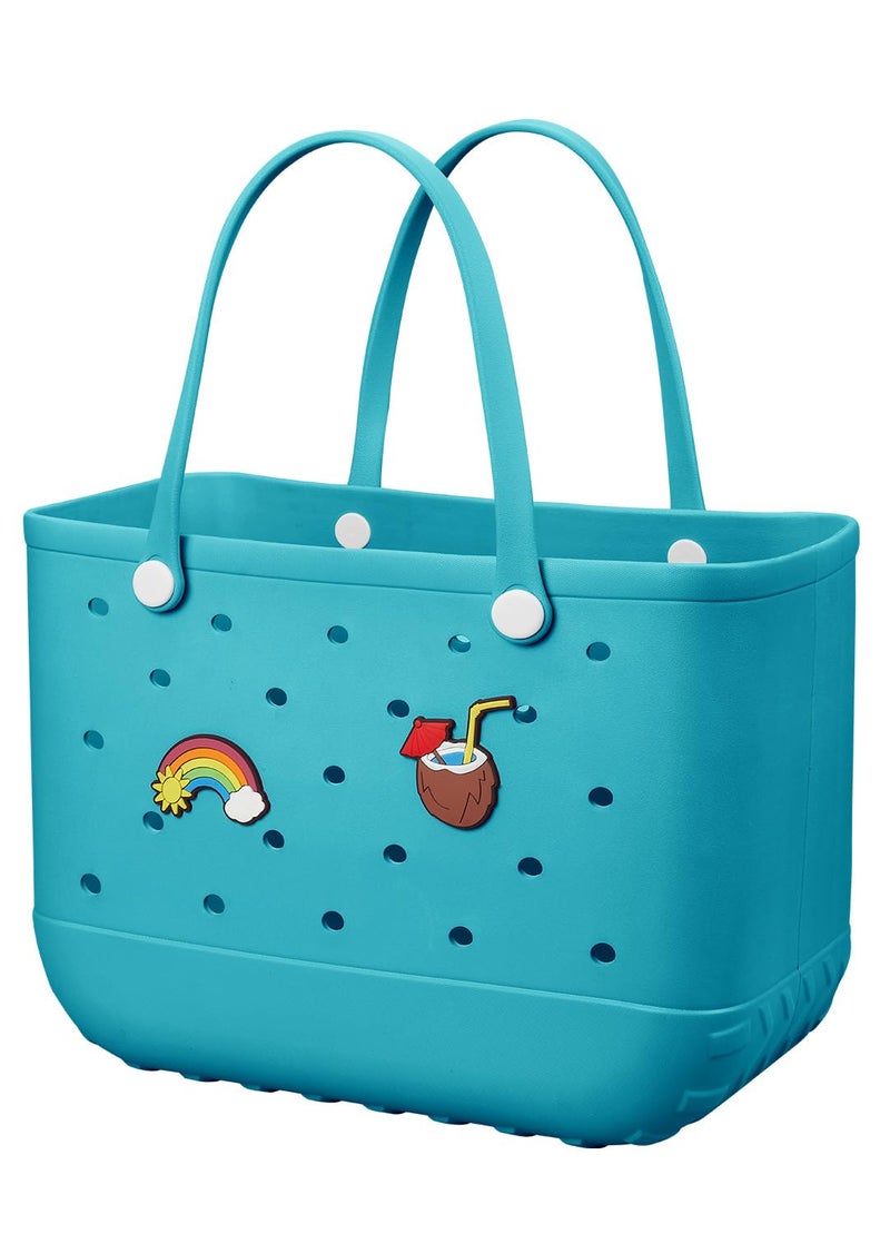 Baonat Beach Bag Rubber Tote Bag - Waterproof Travel Bag for Women Washable Tote Bag Handbag for Sports Beach Market Pool (Lake Green, X-Large) - Image 1