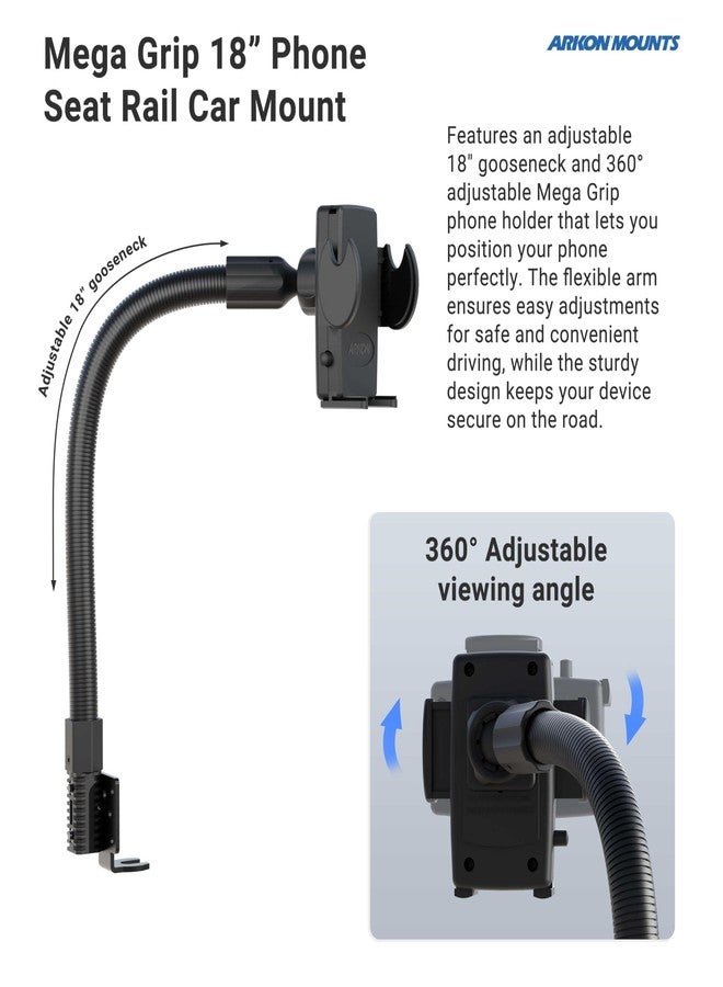 Arkon Mount Car or Truck Seat Rail/Floor Phone Mount | Universal Compatible | Flexible Gooseneck | Easy Installation | Truck Phone Mount | Phone Holder Fits iPhone, Galaxy, Note and more - Image 3