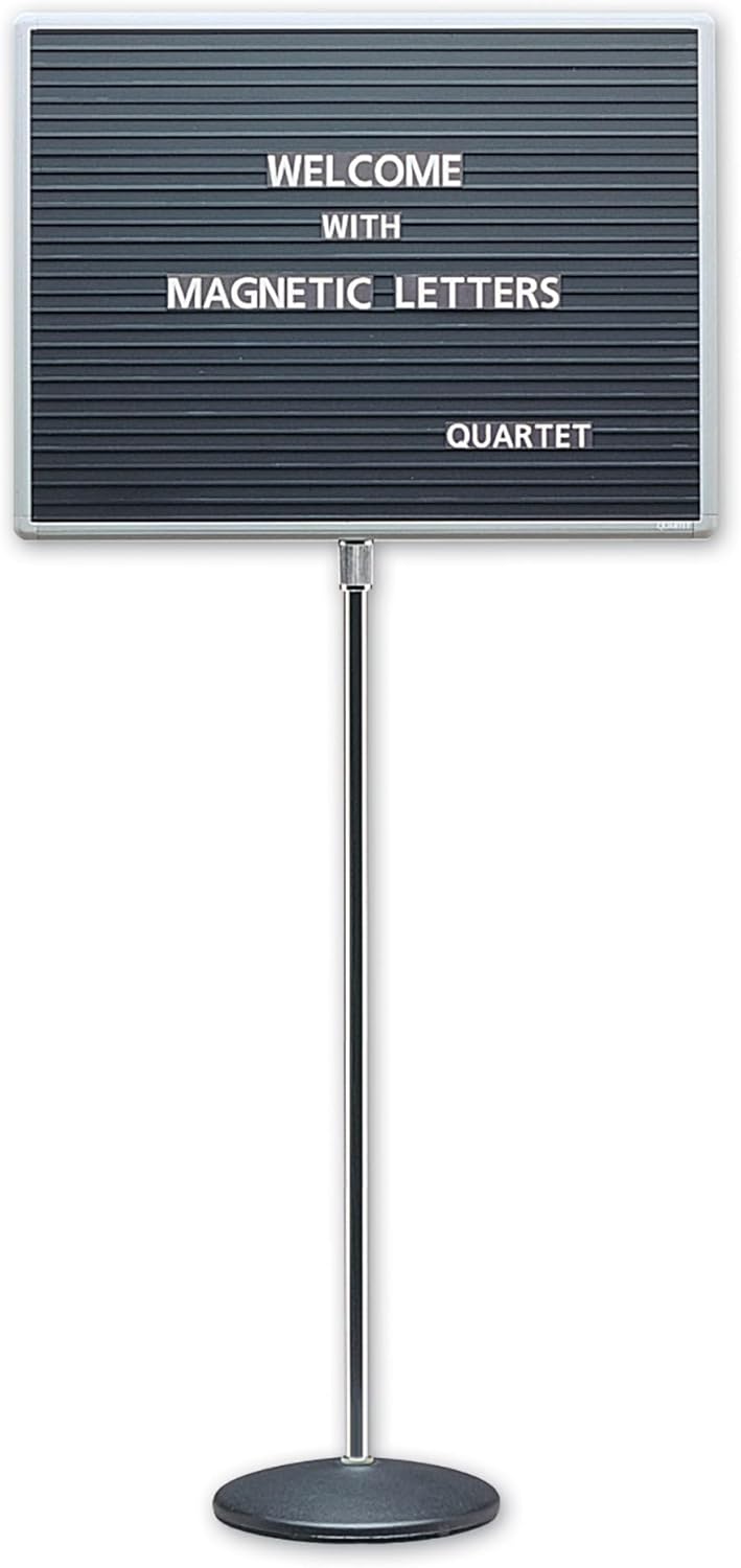 Quartet 7920M Quartet Adjustable SinglePedestal Magnetic Letter Board 20 x 16 BLKGY FrameBlack - Image 1