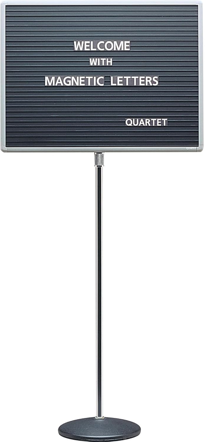 Quartet 7920M Quartet Adjustable SinglePedestal Magnetic Letter Board 20 x 16 BLKGY FrameBlack - Image 2