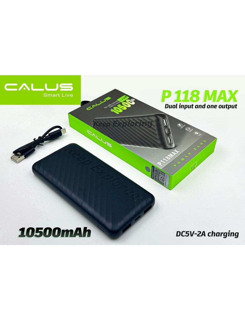CALUS P118 MAX Power Bank 10500mAh Portable Charger with Quick Charge, Dual Input