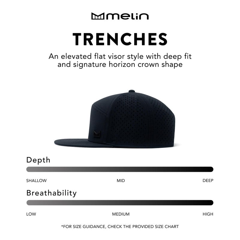 melin Trenches Icon Hydro, Black Camo, Men's Performance Snapback Hats, Water-Resistant Fitted Flat Bill Baseball Caps for Men & Women, Golf, Running, or Workout Hat, Medium-Large - Image 4