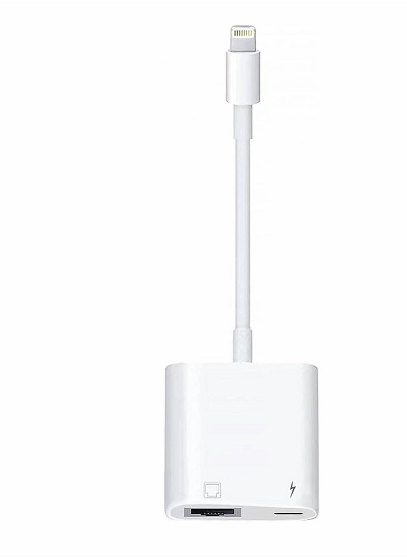 Generic - Lightning to RJ45 Ethernet LAN Network Adapter with Charge Port for Select iPhone, for iPad Models 100Mbps Charging Plug and Play - Image 1