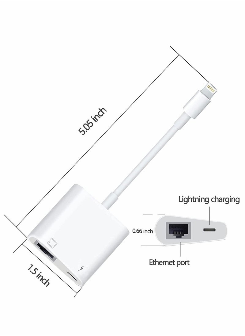 Generic - Lightning to RJ45 Ethernet LAN Network Adapter with Charge Port for Select iPhone, for iPad Models 100Mbps Charging Plug and Play - Image 1
