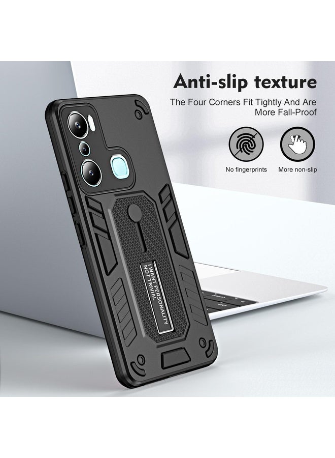 HuHa Case Cover For Infinix Hot 20i X665E Variety Brave Armor Finger Loop Holder Phone Case(Black) - Image 2