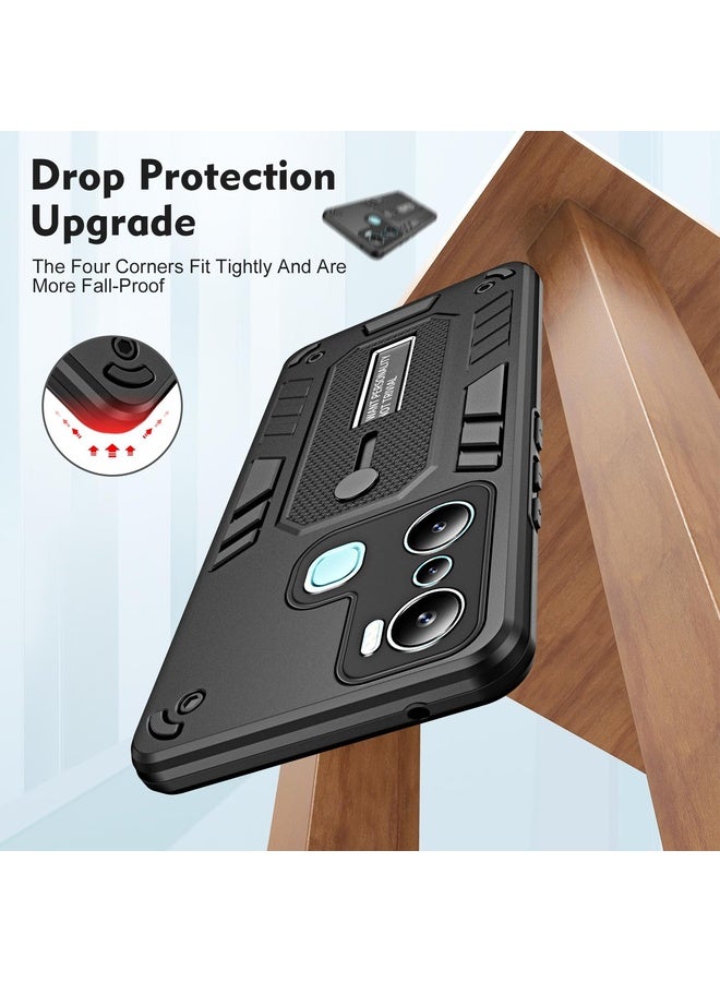 HuHa Case Cover For Infinix Hot 20i X665E Variety Brave Armor Finger Loop Holder Phone Case(Black) - Image 3