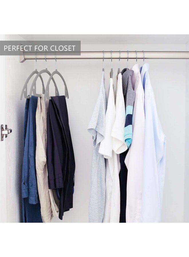 Hihonor Pack of 20 Premium Velvet Hangers, Heavyduty Non Slip No Shoulder Bump Suit Hangers, Chrome Hooks, Space Saving Clothes Hangers, Rounded Hangers for Coat, Sweater, Jackets, Pants (Grey) - Image 4