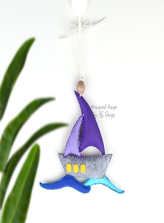 AGD Handmade Sailboat Hanging Ornaments, Ocean Beach Themed Nursery Decor, Baby Nursery Room Wall Decoration Item, Boat Toddler Gifts, Baby Shower Nautical Birthday Party Favor, Cot Crib Decor - Image 2