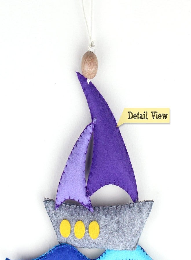 AGD Handmade Sailboat Hanging Ornaments, Ocean Beach Themed Nursery Decor, Baby Nursery Room Wall Decoration Item, Boat Toddler Gifts, Baby Shower Nautical Birthday Party Favor, Cot Crib Decor - Image 4