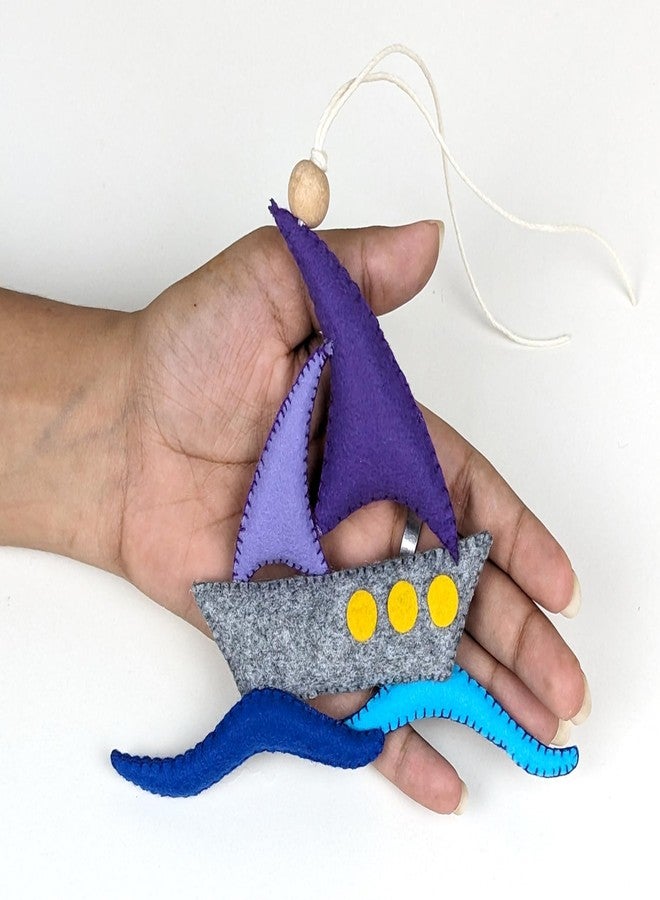AGD Handmade Sailboat Hanging Ornaments, Ocean Beach Themed Nursery Decor, Baby Nursery Room Wall Decoration Item, Boat Toddler Gifts, Baby Shower Nautical Birthday Party Favor, Cot Crib Decor - Image 5