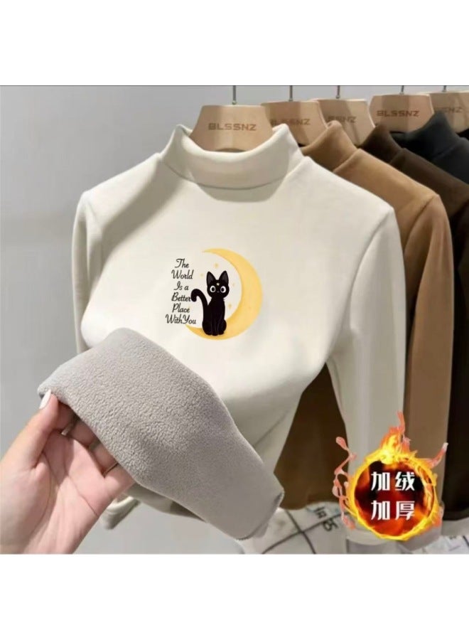 Boys And Girls Velvet Thickeneded Half Turtleneck Velvet Bottoming Shirt Autumn And Winter New Warm Baby Long-sleeved T-shirt