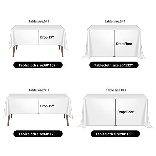 Ascoza 2pack 60x102 Inch White Rectangular Tablecloth 6 Feet Table Cloth in Polyester Fabric for Wedding/Banquet/Restaurant/Parties - Image 5