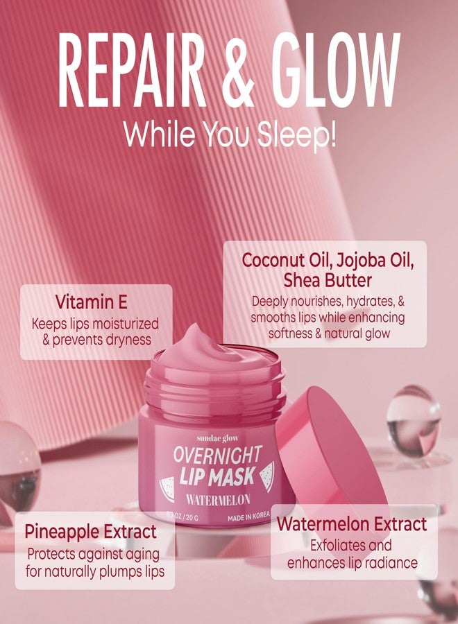 Sundae Glow قناع شفاه سانداي جلو بالبطيخ - مُختَبَر من قِبَل أطباء الجلدية، مُضاد للشيخوخة، مُستحضر كوري للعناية بالبشرة، ترطيب عميق، مُرمِّم للشفاه طوال الليل - نباتي، مُستحضر تجميل نظيف، 95% طبيعي، لم يُجرَّب على الحيوانات - عبوة واحدة - Image 4