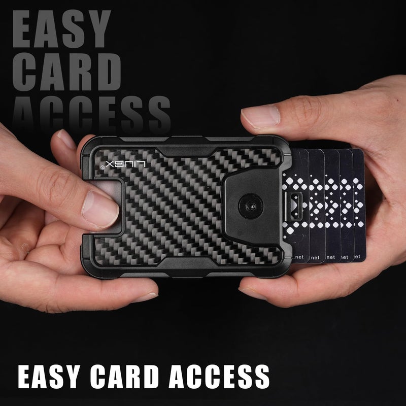 LIUGX Carbon Fiber Badge Holder, No-Clip Version, ID Card Holder,Heavy Duty Id Holder (Holds 6 Cards),for Office Police Worker Outdoor,Black - Image 4