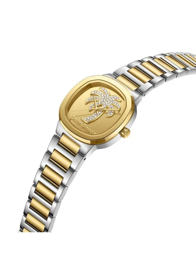 Palm Angels Orela Gold Dial Silver Gold Stainless Steel Bracelet Analog Watch for Women, 32mm