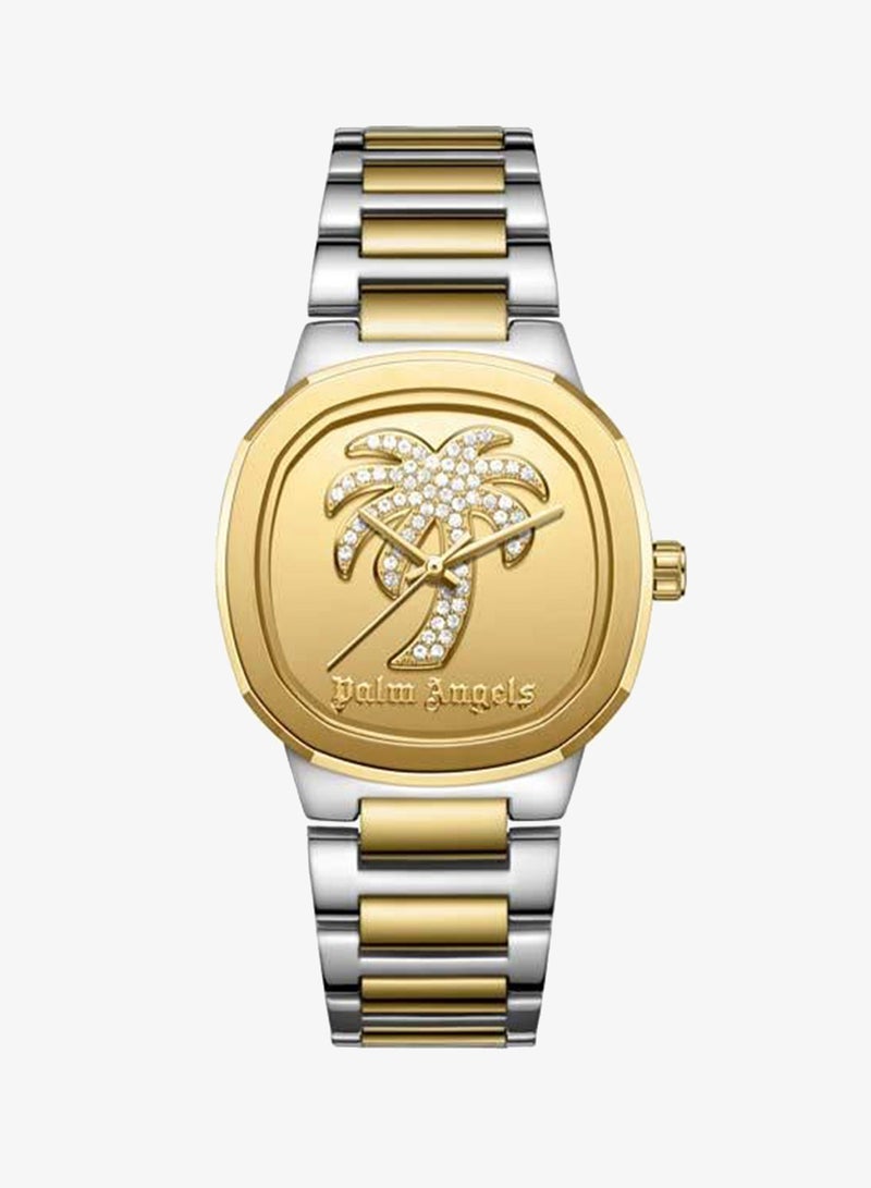 Palm Angels Orela Gold Dial Silver Gold Stainless Steel Bracelet Analog Watch for Women, 32mm - Image 1