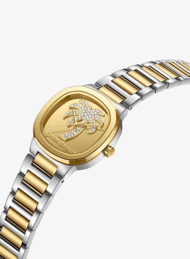 Palm Angels Orela Gold Dial Silver Gold Stainless Steel Bracelet Analog Watch for Women, 32mm - Image 2