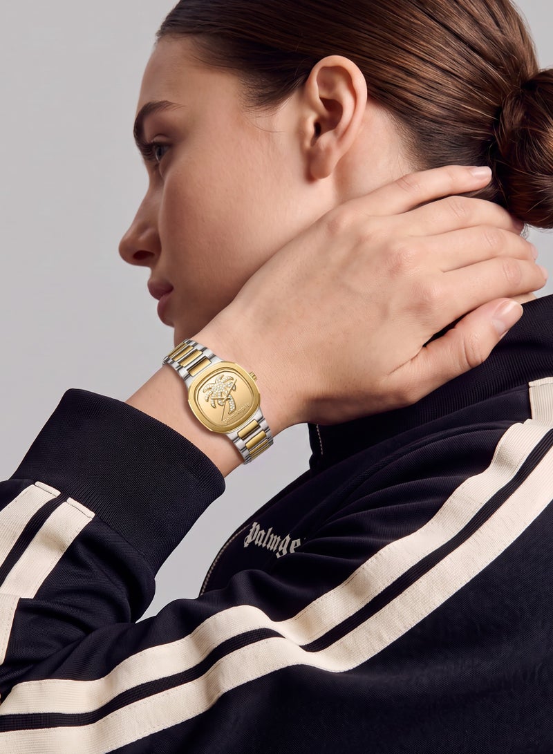 Palm Angels Orela Gold Dial Silver Gold Stainless Steel Bracelet Analog Watch for Women, 32mm - Image 4