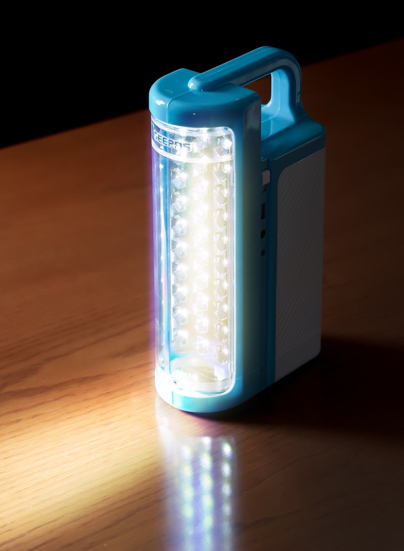 GEEPAS مجموعة فانوس ومصباح يدوي LED قابلة لإعادة الشحن، بطارية حمض الرصاص محكمة الغلق 4 فولت قابلة لإعادة الشحن، 30 قطعة SMD LED، مخرج USB 5 فولت، مدخل طاقة شمسية، مدة طويلة - Image 3