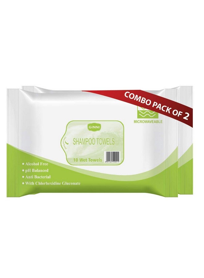 GINNI Shampoo Towels | No-Rinse Hair Cleansing | Ph Balanced, Alcohol-Free, And Antibacterial | Perfect For Travel, Patients, Or Instant Refresh | 10 Towels Per Pack, Pack Of 2, 240Mm X 300Mm - Image 1