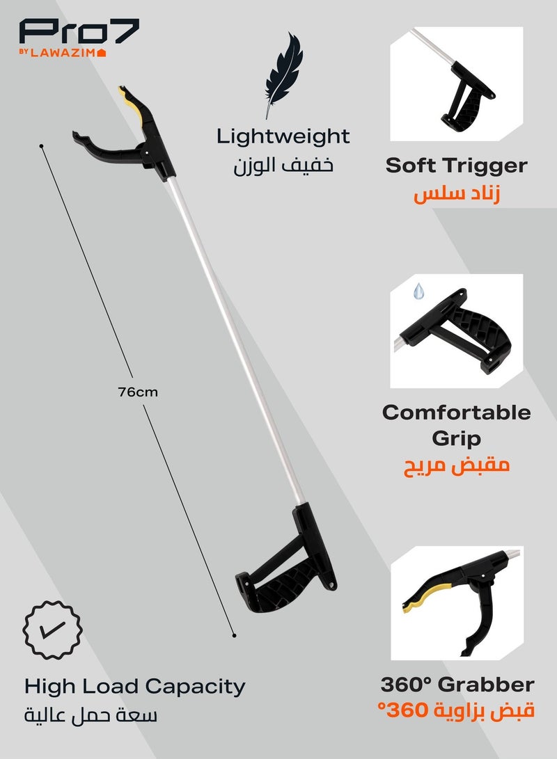 LAWAZIM Pro7 Full Grip Deluxe Reacher -76cm- Durable Lightweight Grabber Pickup Tool Device with Strong Grip - for Picking Up Items Reaching High Shelves, and Retrieving Objects -for Indoor and Outdoor Use - Image 2
