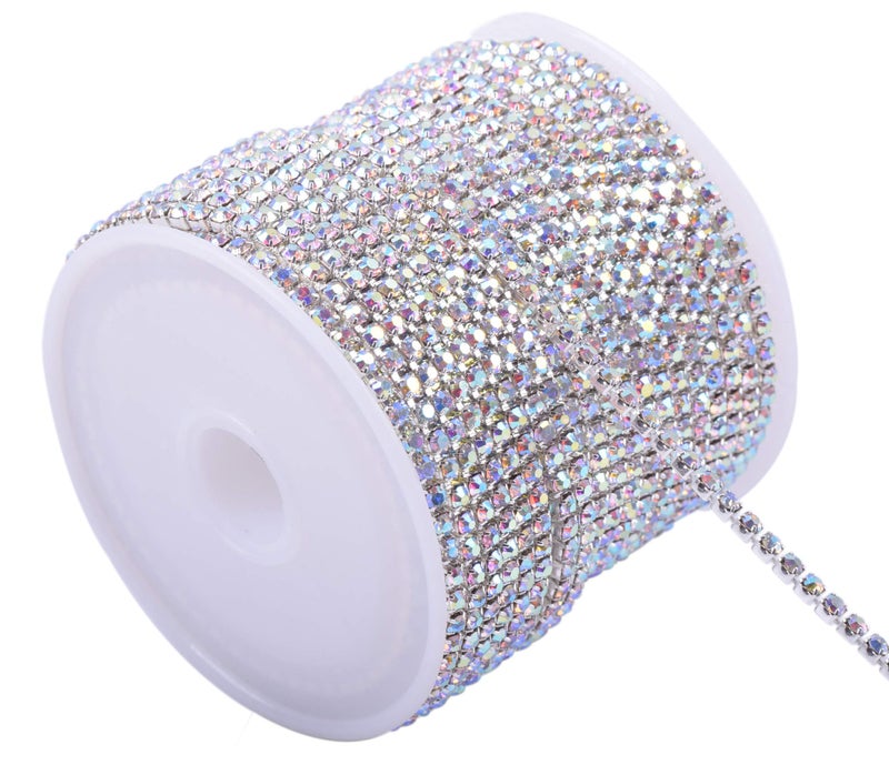 KAOYOO 10 Yards 2MM Crystal Rhinestone Close Chain Trim for Sewing CraftsDIY Decoration