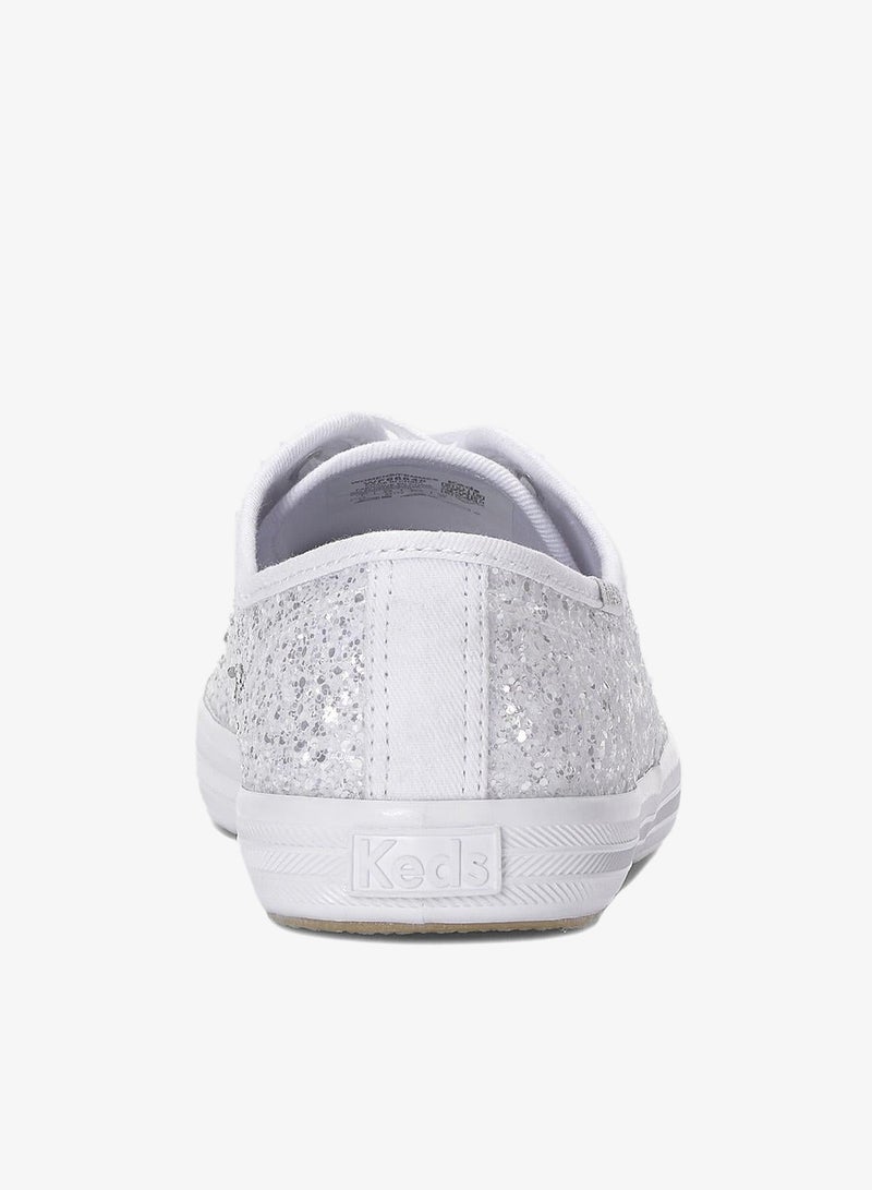 Keds Women's Champion Lace Up Glitter Textile Casual Sneaker White - Image 2