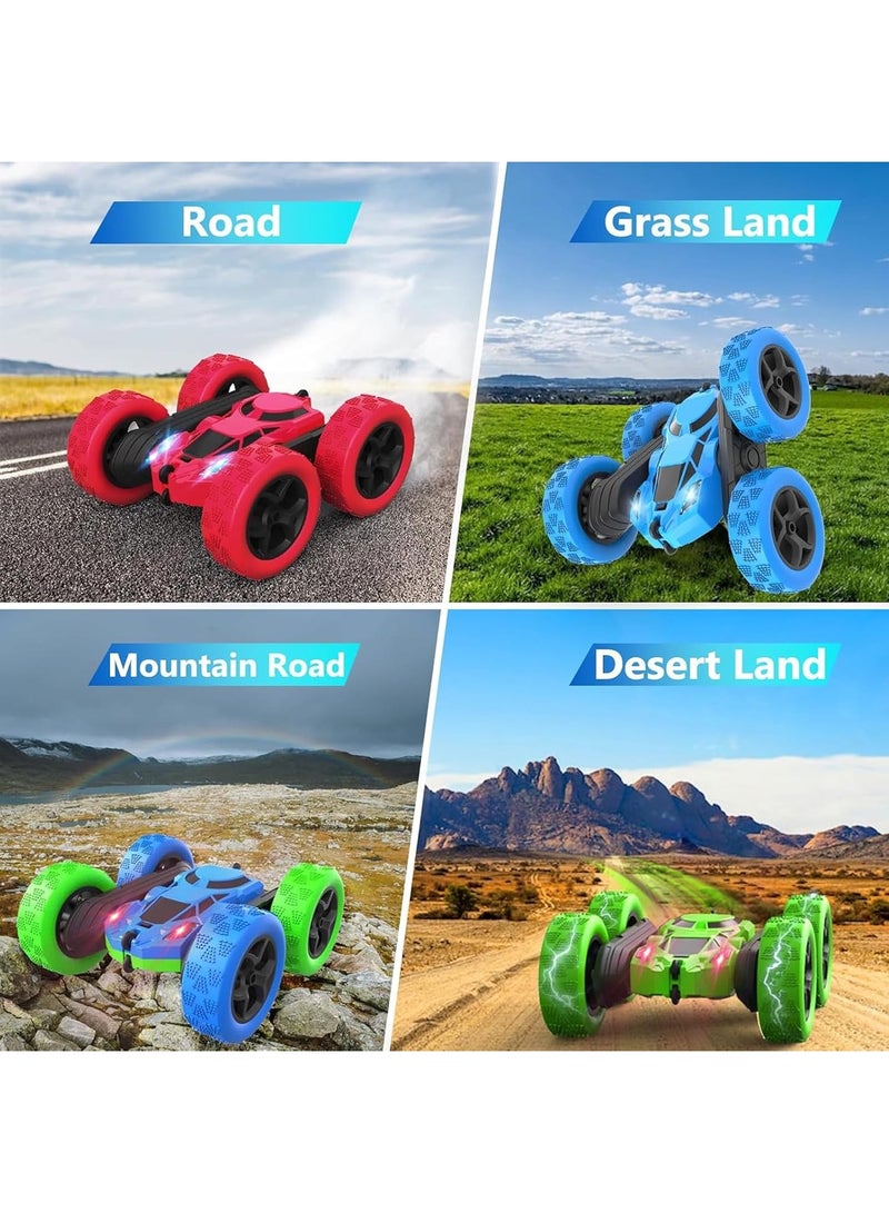 Taizz Ventures سيارة استعراض عن بعد للأطفال من 6-12 سنة، سيارة 4WD عن بعد قابلة للدوران 360° من الجانبين مع أضواء أمامية، لعبة سباق كهربائية قابلة لإعادة الشحن مع بطاريتين، لعبة خارجية للطرق الوعرة للأولاد والبنات - زرقاء - Image 4