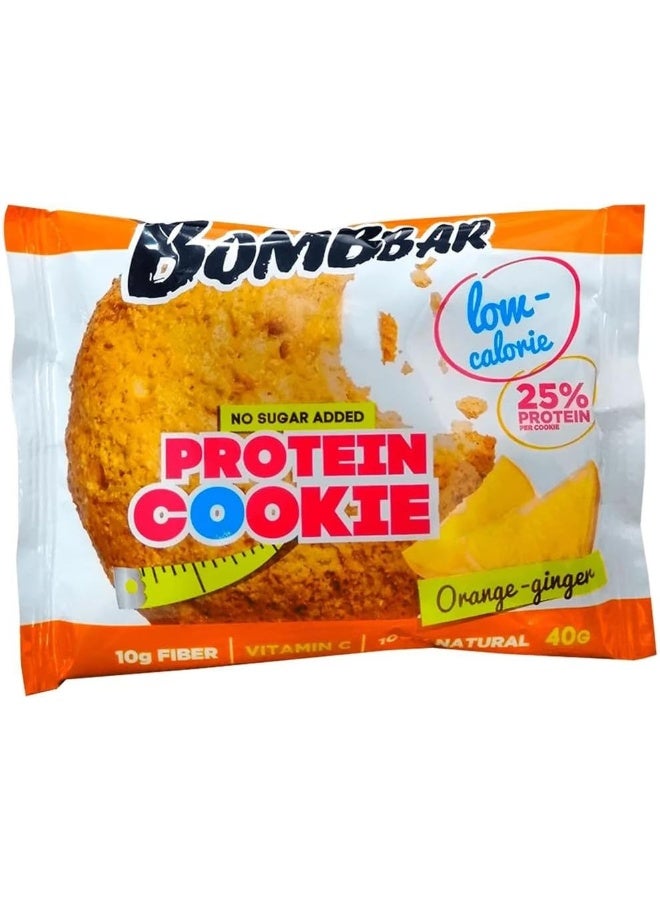 BOMBBAR Low Calorie Protein Cookie Orange Ginger Flavor High Fiber and No Sugar Added 12x40g  - Image 2