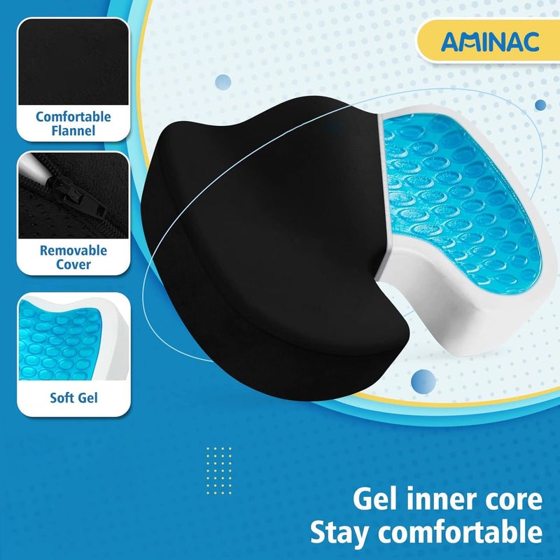 AMINAC Office Chair Seat Cushion, Cooling Gel Enhanced Memory Foam Cushion for Long Sitting—For Back, Tailbone Support, Office Chair, Car Seat, and more - Image 3