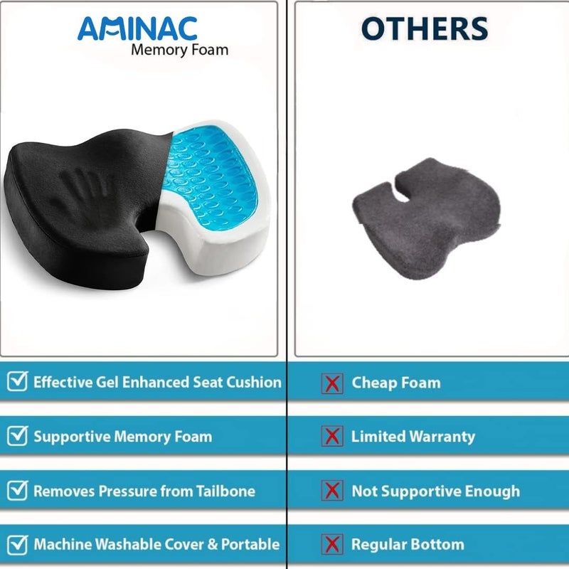 AMINAC Office Chair Seat Cushion, Cooling Gel Enhanced Memory Foam Cushion for Long Sitting—For Back, Tailbone Support, Office Chair, Car Seat, and more - Image 5