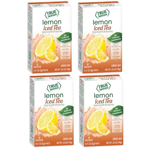 True Citrus LEMON ICED TEA MIX by TRUE LEMON  Instant Powdered Drink Packets That Quench YOUR Thirst Mouth Watering True Citrus LEMON ICED TEA 6 Count Pack of 4 - Image 1