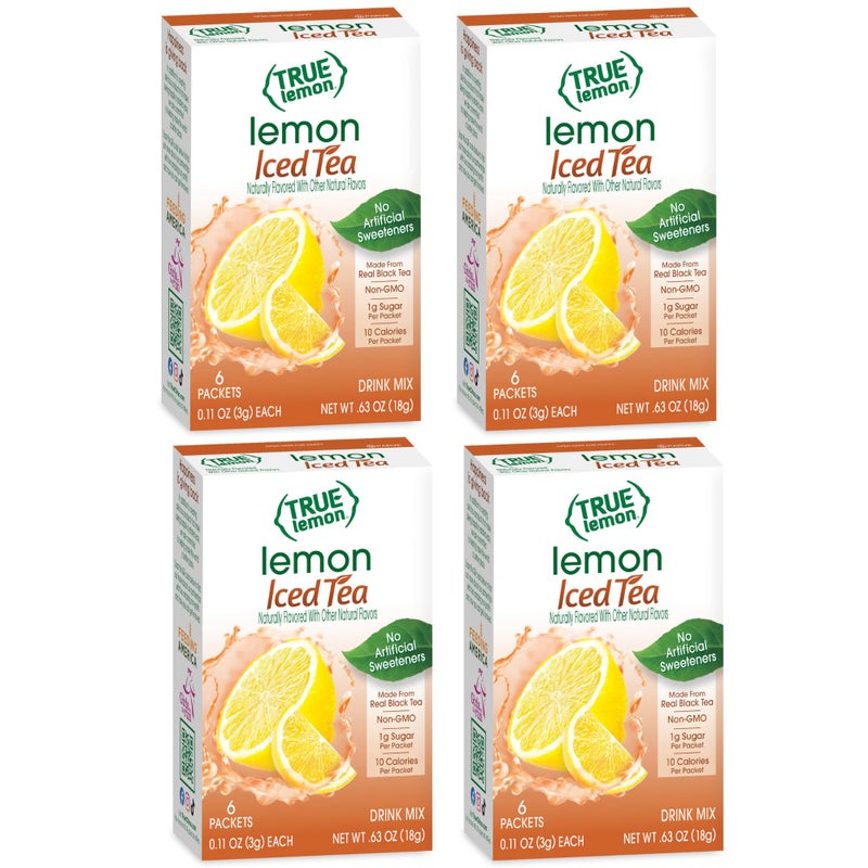True Citrus LEMON ICED TEA MIX by TRUE LEMON  Instant Powdered Drink Packets That Quench YOUR Thirst Mouth Watering True Citrus LEMON ICED TEA 6 Count Pack of 4 - Image 3