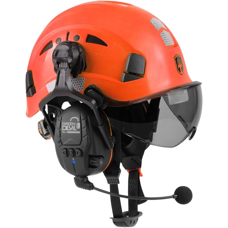 GREEN DEVIL Hard Hat Safety Helmet with Visor and Bluetooth Ear Muffs Full Protection Vented Work Hardhat ANSI Z891 Cascos De Construccion for Industrial Construction Forestry - Image 2