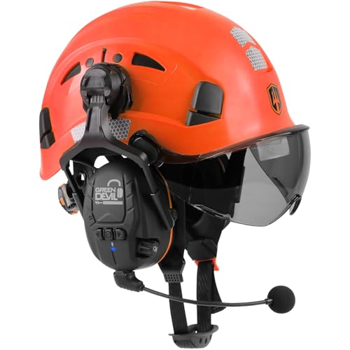 GREEN DEVIL Hard Hat Safety Helmet with Visor and Bluetooth Ear Muffs Full Protection Vented Work Hardhat ANSI Z891 Cascos De Construccion for Industrial Construction Forestry - Image 1