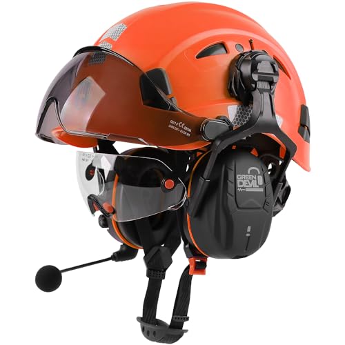 GREEN DEVIL Hard Hat Safety Helmet with Visor and Bluetooth Ear Muffs Full Protection Vented Work Hardhat ANSI Z891 Cascos De Construccion for Industrial Construction Forestry - Image 3
